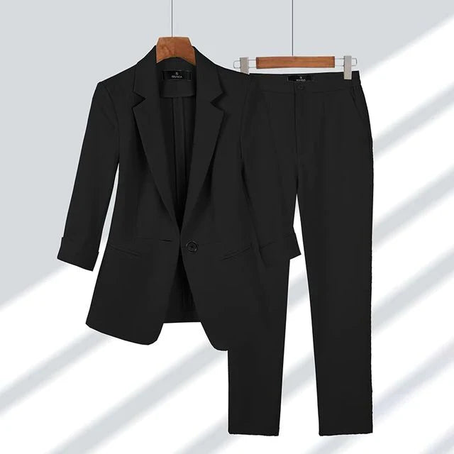 Versatile Blazer Trousers Women's Chic Set