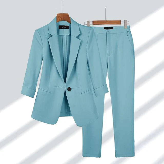 Versatile Blazer Trousers Women's Chic Set