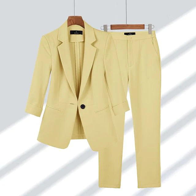 Versatile Blazer Trousers Women's Chic Set