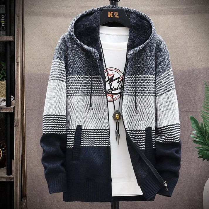 Warm Hooded Cardigan Men's Winter Style