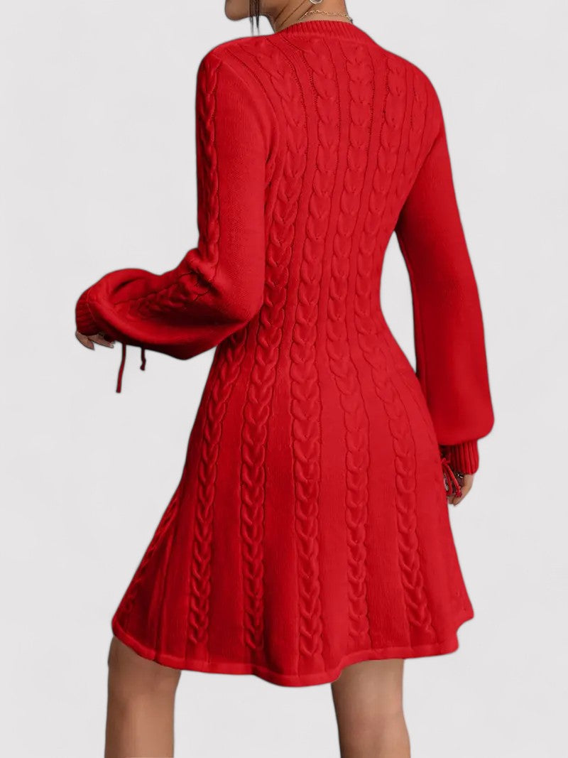 Slim Fit V-Neck Cable Knit Dress