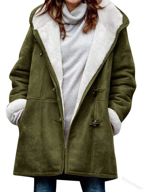 Women's Casual Fleece Hooded Coat