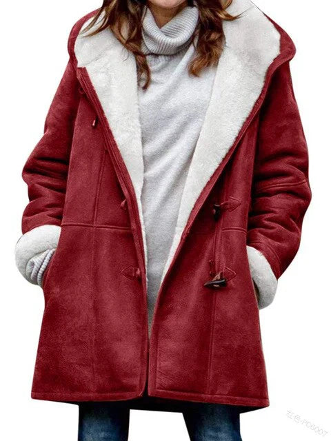 Women's Casual Fleece Hooded Coat