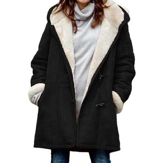 Women's Casual Fleece Hooded Coat