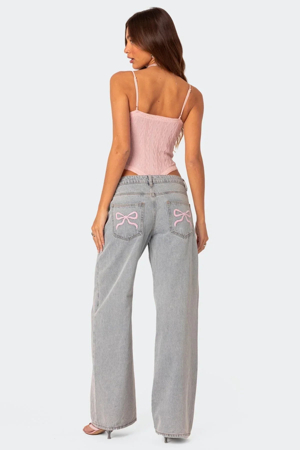 Women's Embroidered Bow Tie Jeans