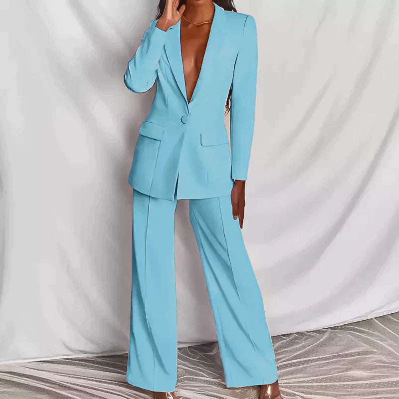 Elegant Blazer Trouser Women's Set