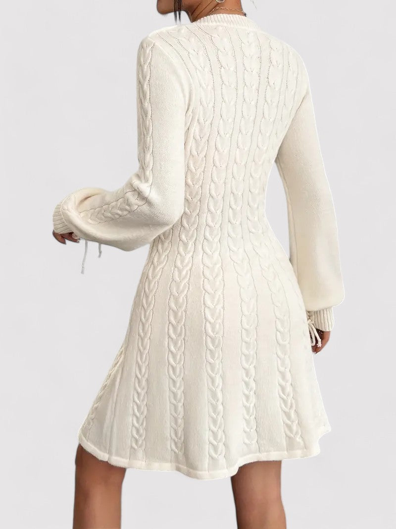 Slim Fit V-Neck Cable Knit Dress