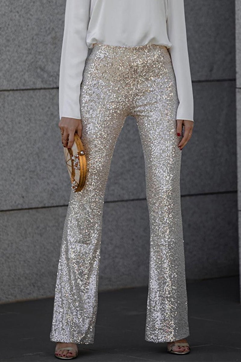 Sparkling Party High Waisted Sequin Trousers