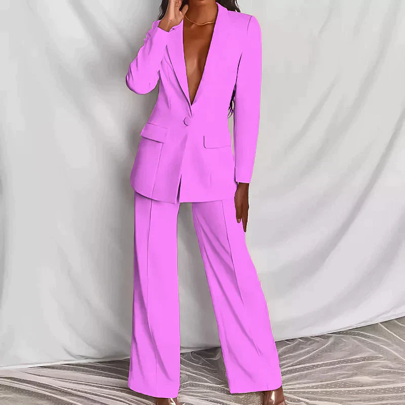 Elegant Blazer Trouser Women's Set