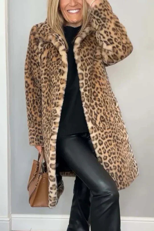 Winter Leopard Print Coat Women's Fashion