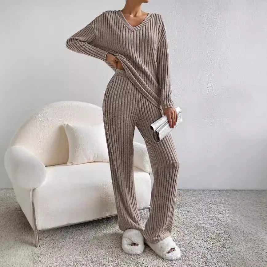 Women's Comfort Wear Ribbed Knit Lounge Set