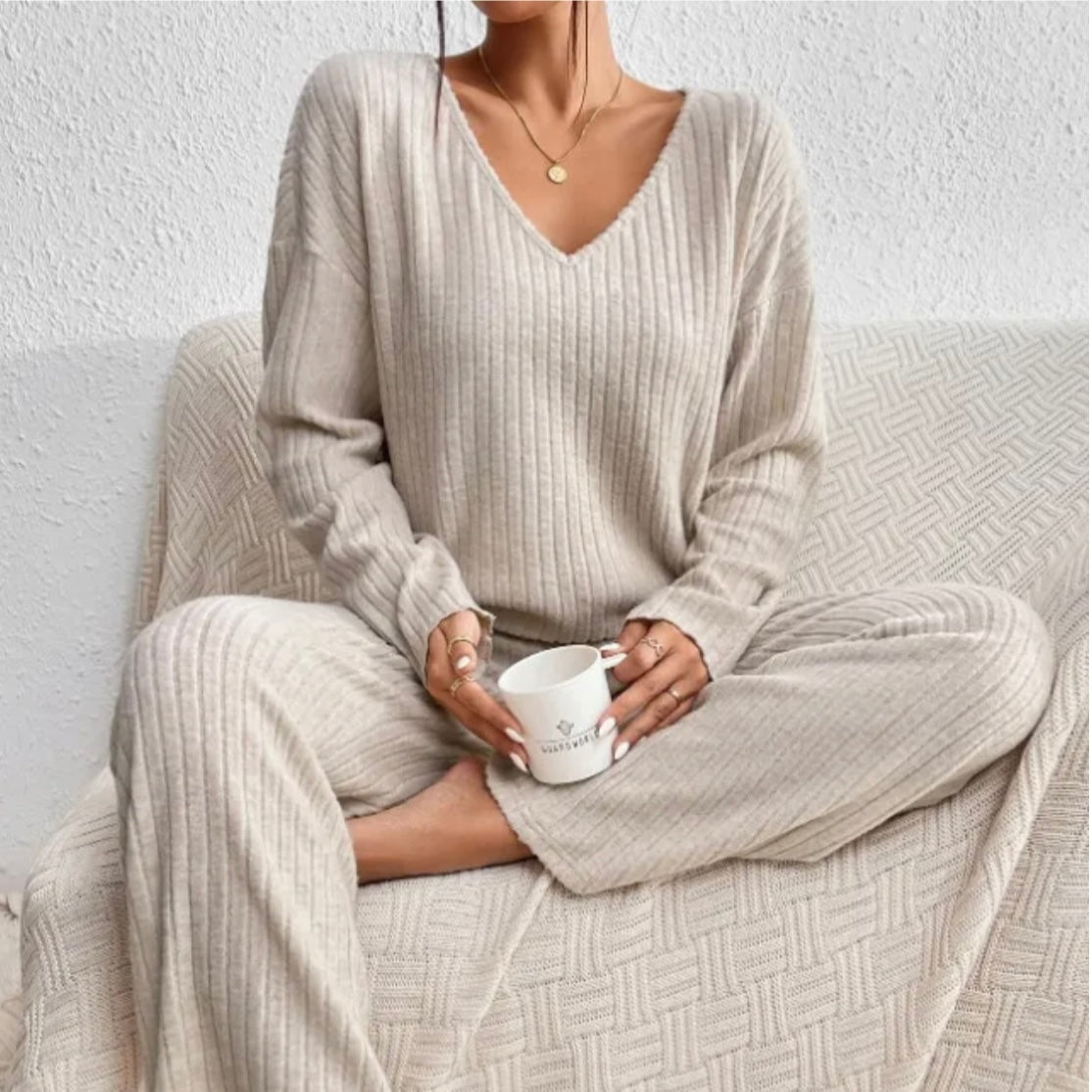 Women's Comfort Wear Ribbed Knit Lounge Set